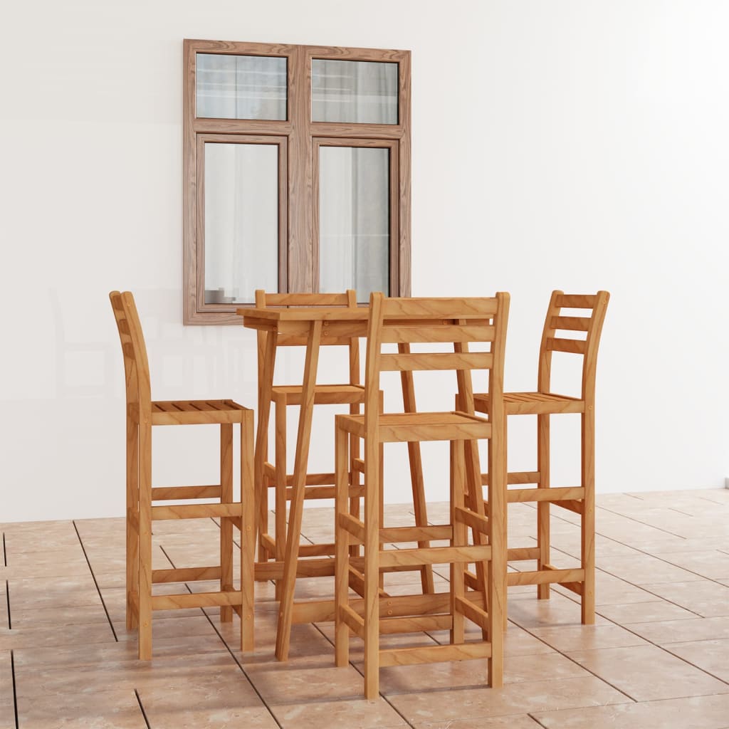 5 Piece Outdoor Bar Set Solid Acacia Wood - All Things Good