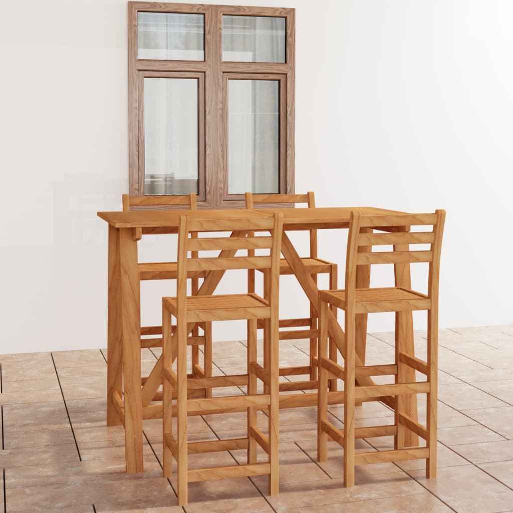 5 Piece Outdoor Bar Set Solid Acacia Wood - The Home Maker
