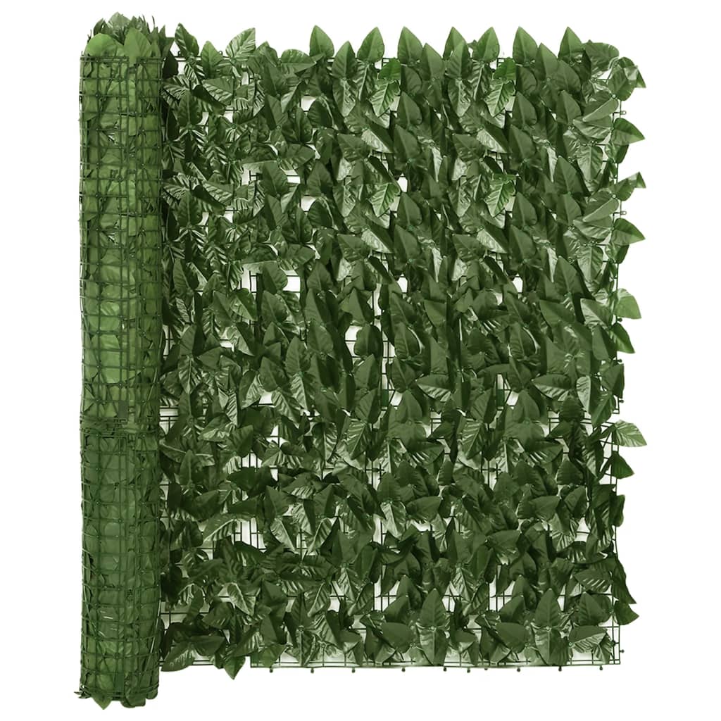 Balcony Screen with Dark Green Leaves 600x100 cm - Style and Chic