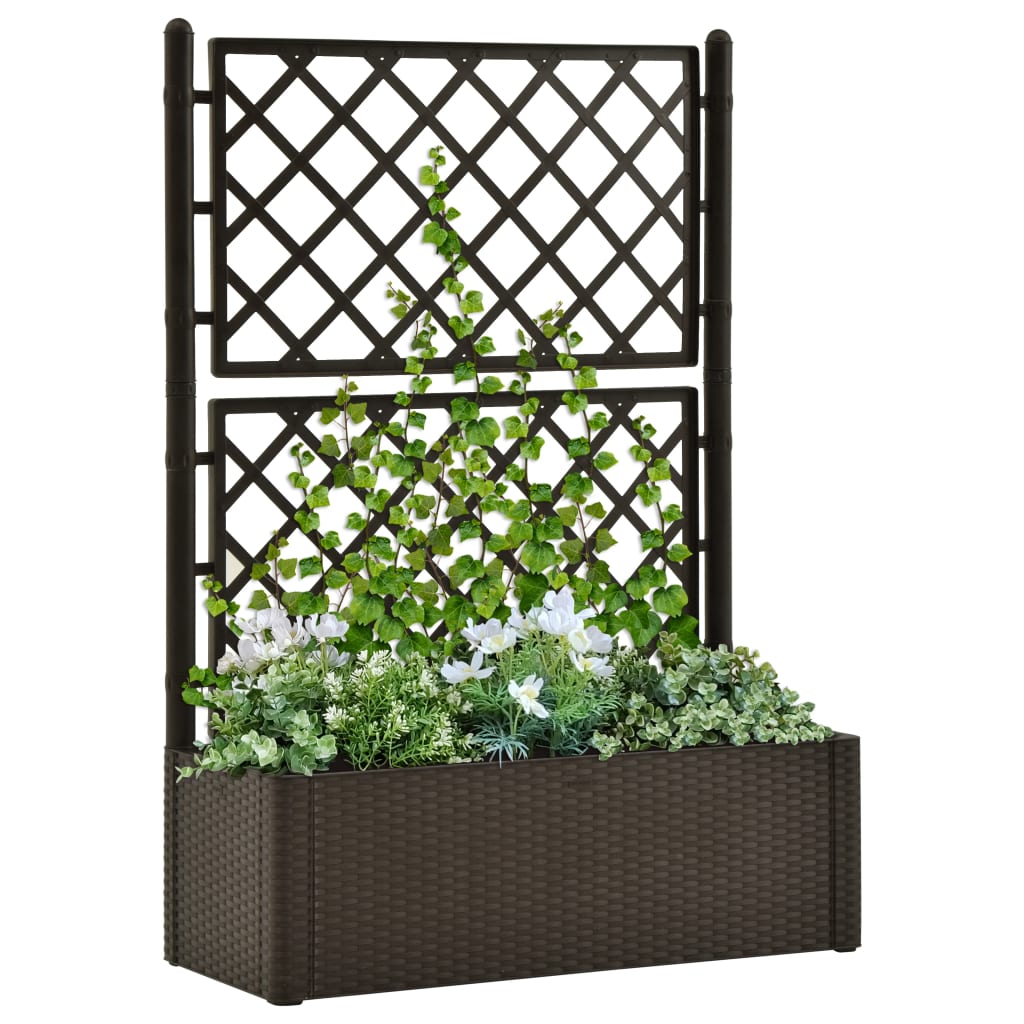 Garden Raised Bed with Trellis and Self Watering System Mocha - All Things Good