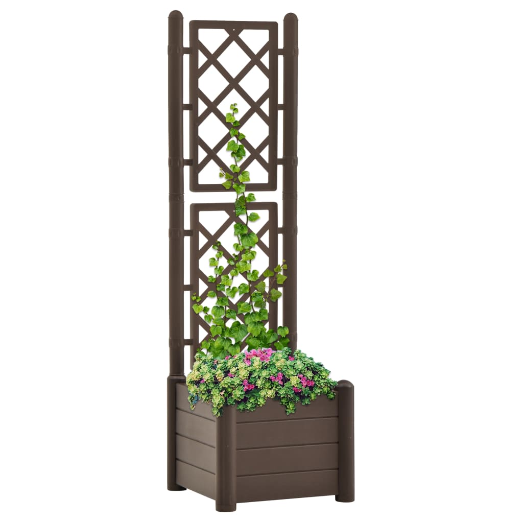 Garden Planter with Trellis 43x43x142 cm PP Mocha - Millennium Furniture