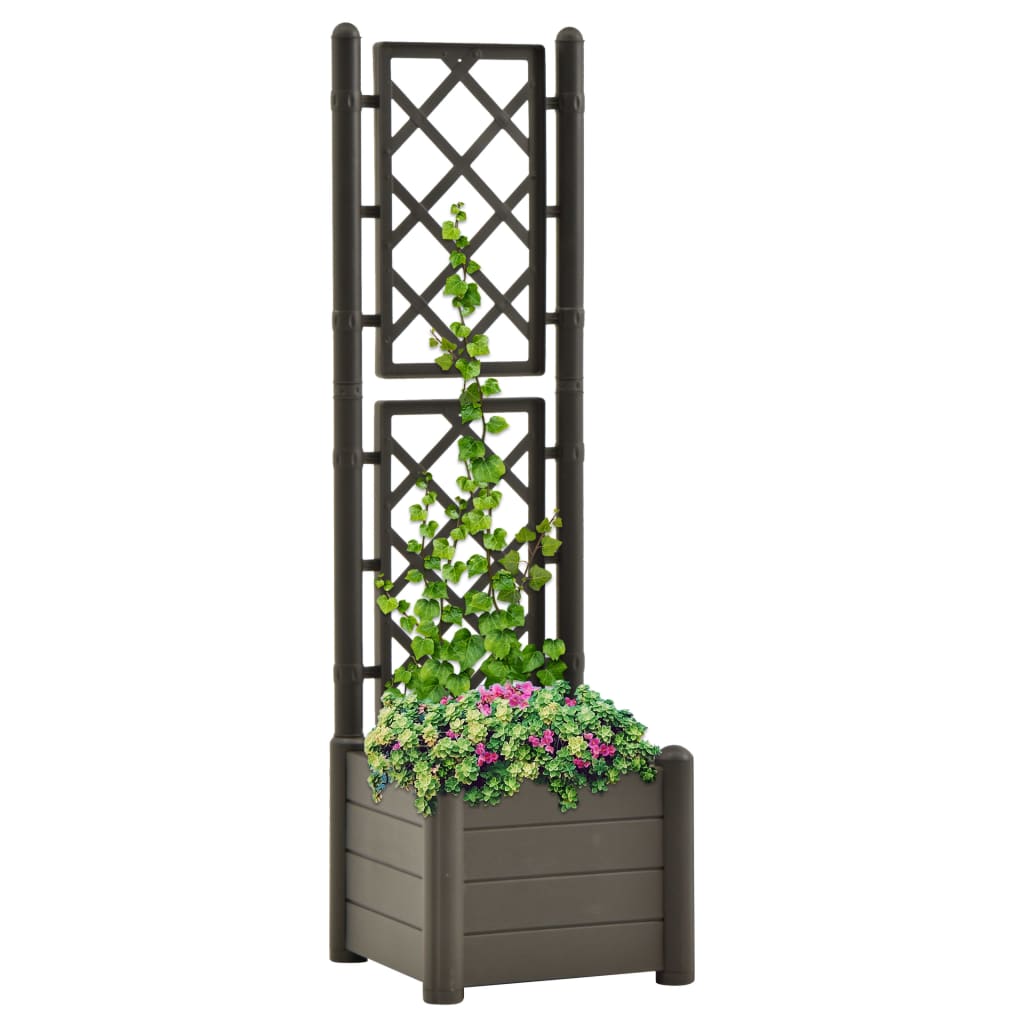 Garden Planter with Trellis 43x43x142 cm PP Anthracite - Discount Dealers