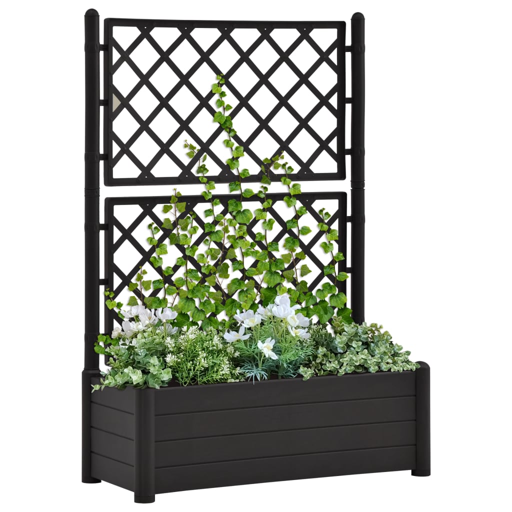 Garden Planter with Trellis 100x43x142 cm PP Anthracite - Merkel Designers