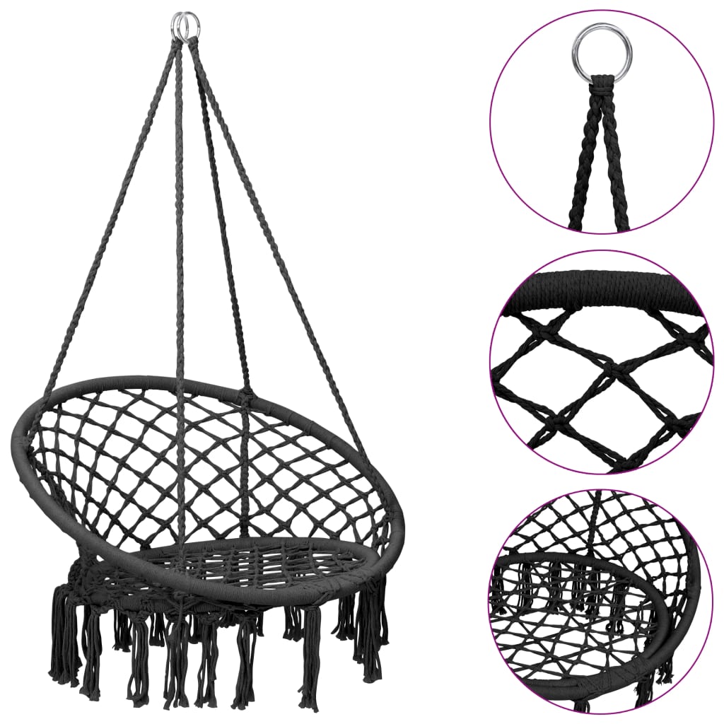 Hammock Swing Chair 80 cm Anthracite - R and M Furniture