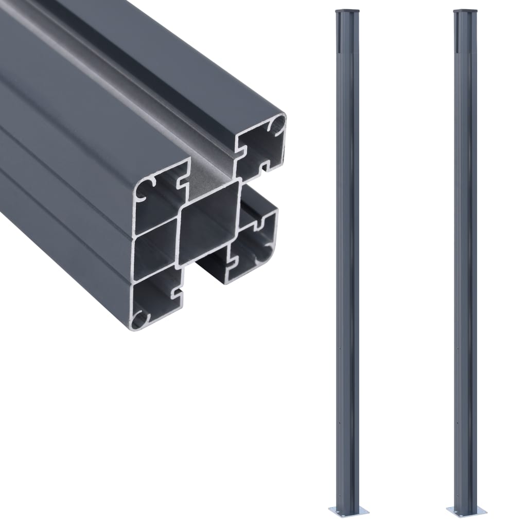 Fence Posts 2 pcs Dark Grey 185 cm Aluminium - Sid & Sam