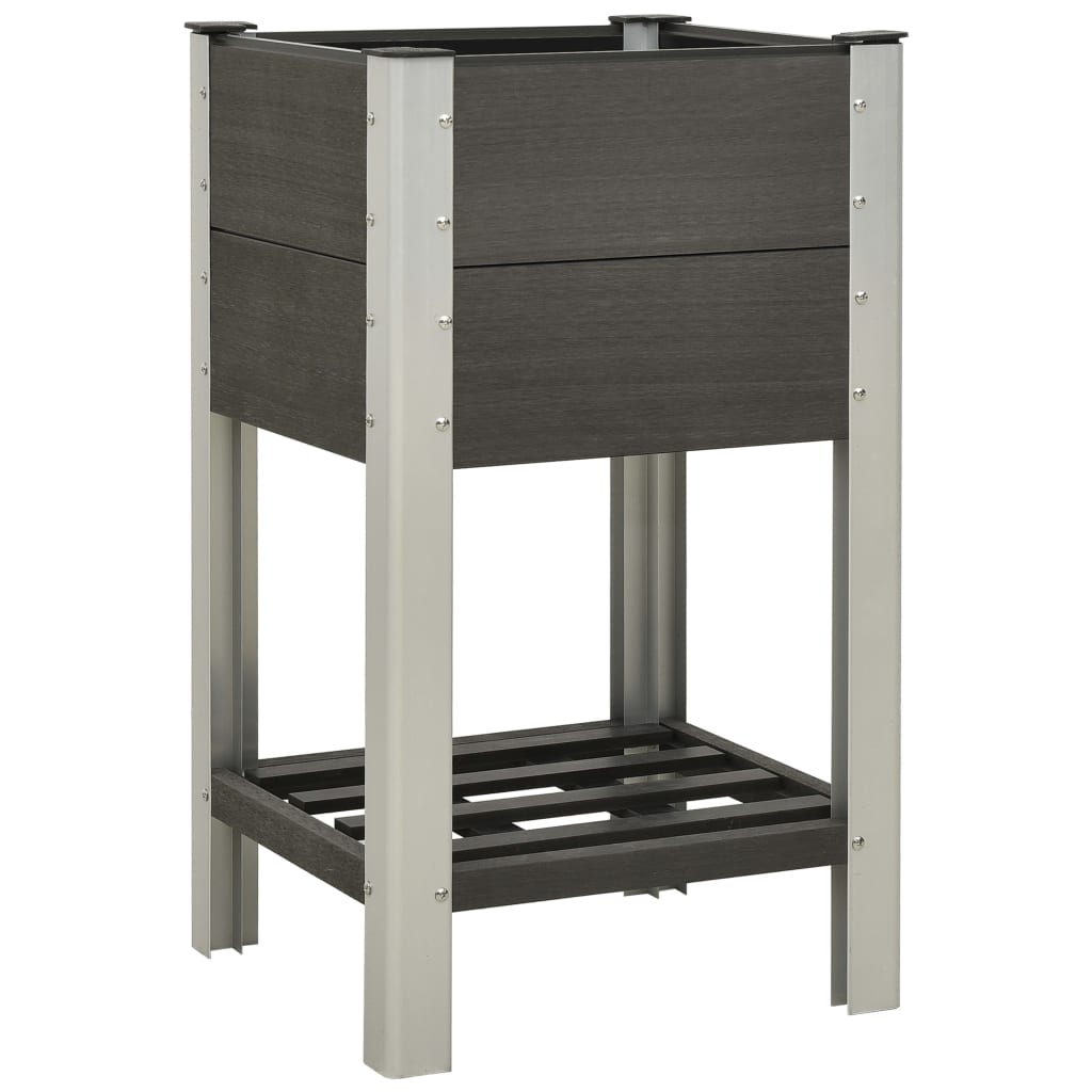 Garden Raised Bed with Shelf 50x50x90 cm WPC Grey - Sid & Sam