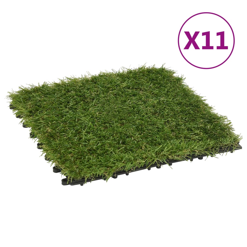 Artificial Grass Tiles 11 Pcs Green 30x30cm - Sid & Sam