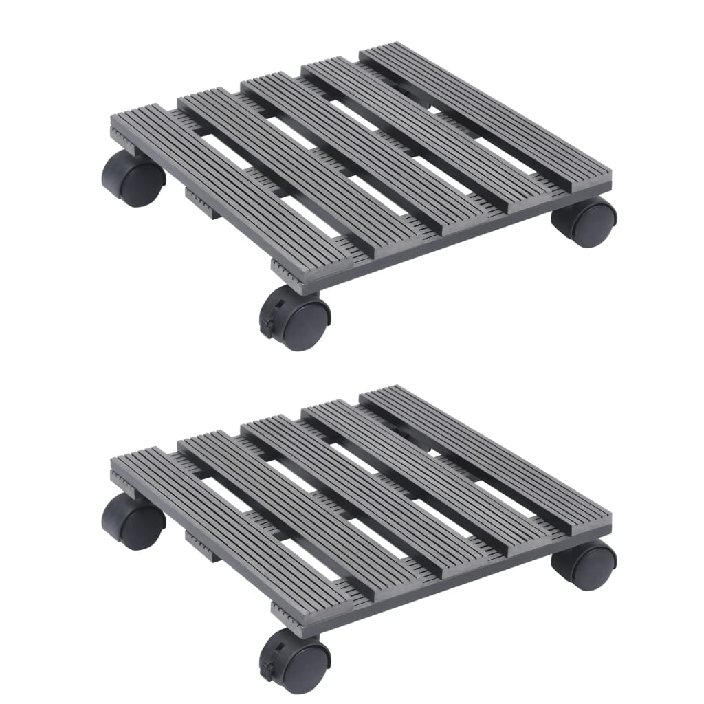 Plant Trolleys 2 pcs Grey 30x30x7.5 cm WPC - Design Hut