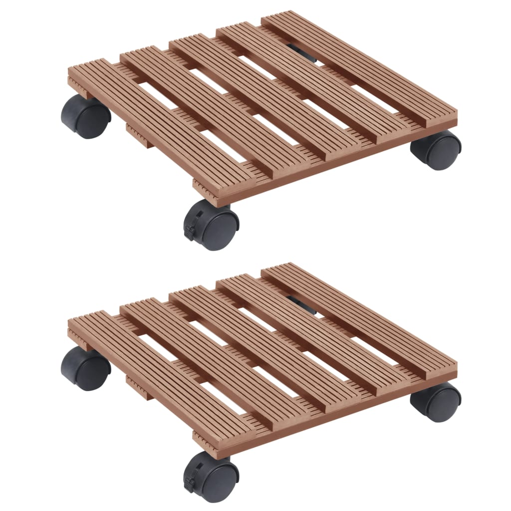 Plant Trolleys 2 pcs Brown 30x30x7.5 cm WPC - All Things Good
