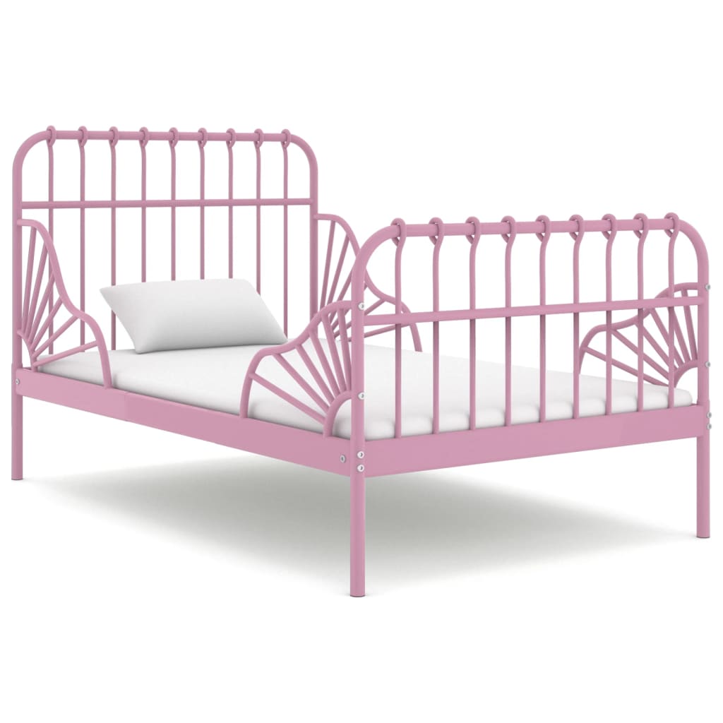 Extendable Bed Frame Pink Metal 80x130/200 cm - The Home Maker