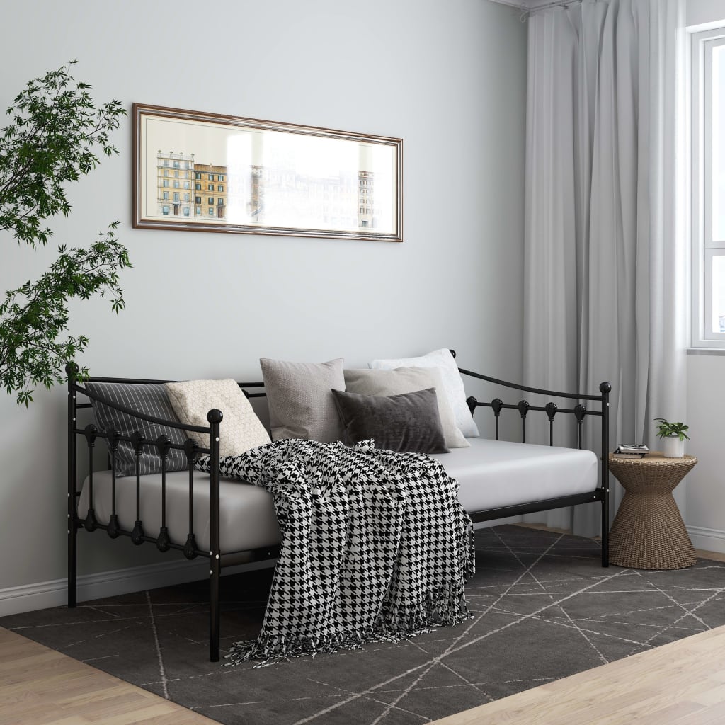 Sofa Bed Frame Black Metal 90x200 cm - Brittle & Co