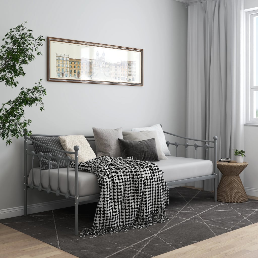 Sofa Bed Frame Grey Metal 90x200 cm - The Home Maker