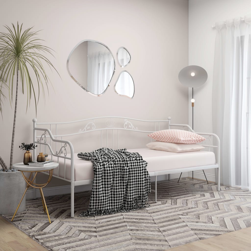 Sofa Bed Frame White Metal 90x200 cm - Decor Base