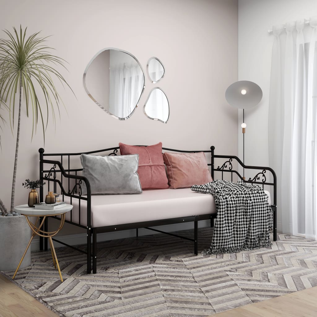 Pull-out Sofa Bed Frame Black Metal 90x200 cm - Millennium Furniture