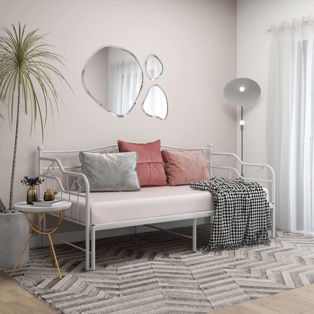 Pull-out Sofa Bed Frame White Metal 90x200 cm - Casper Homes
