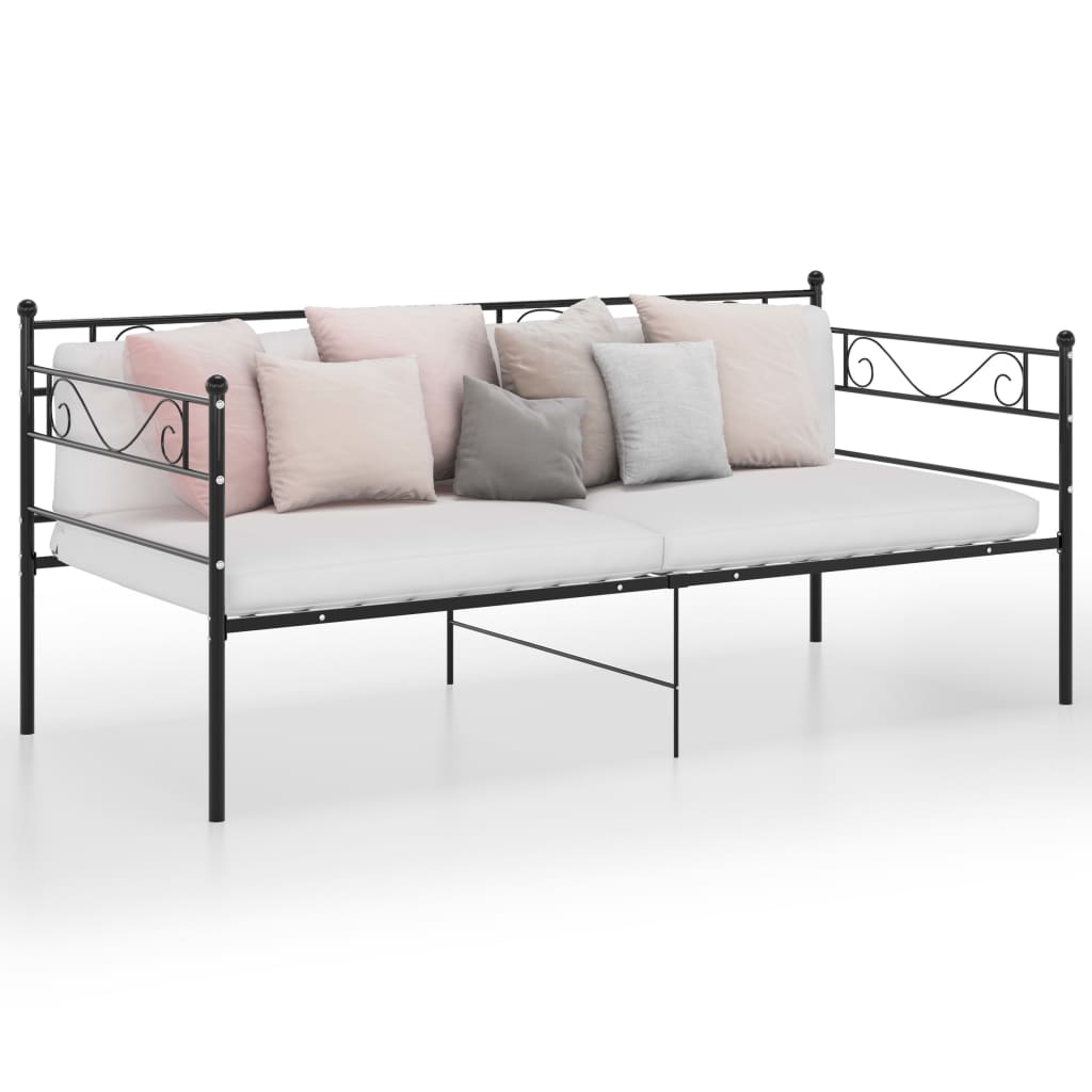 Sofa Bed Frame Black Metal 90x200 cm - Discount Dealers