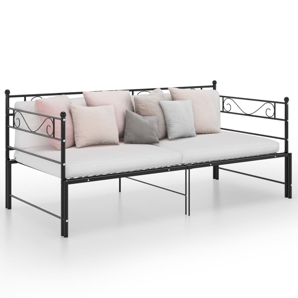 Pull-out Sofa Bed Frame Black Metal 90x200 cm - All Things Good