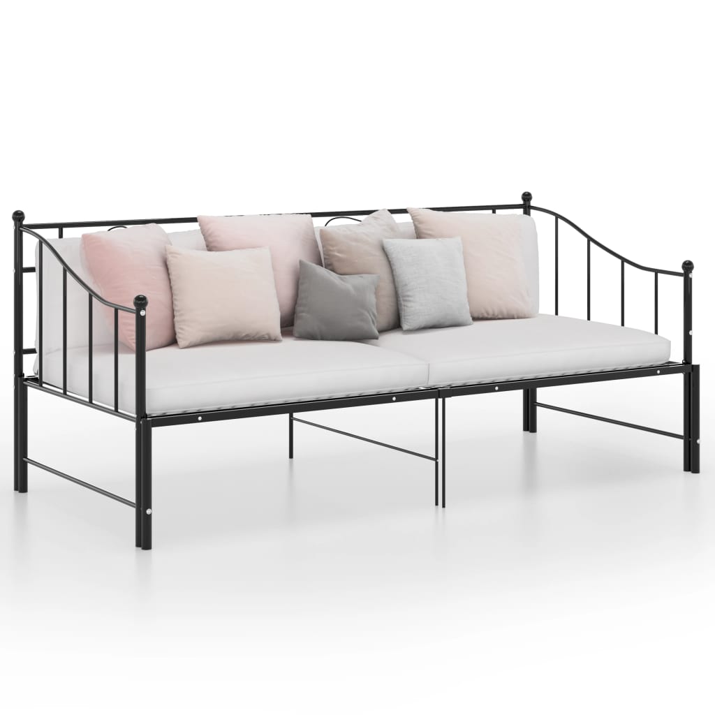 Pull-out Sofa Bed Frame Black Metal 90x200 cm - Brittle & Co