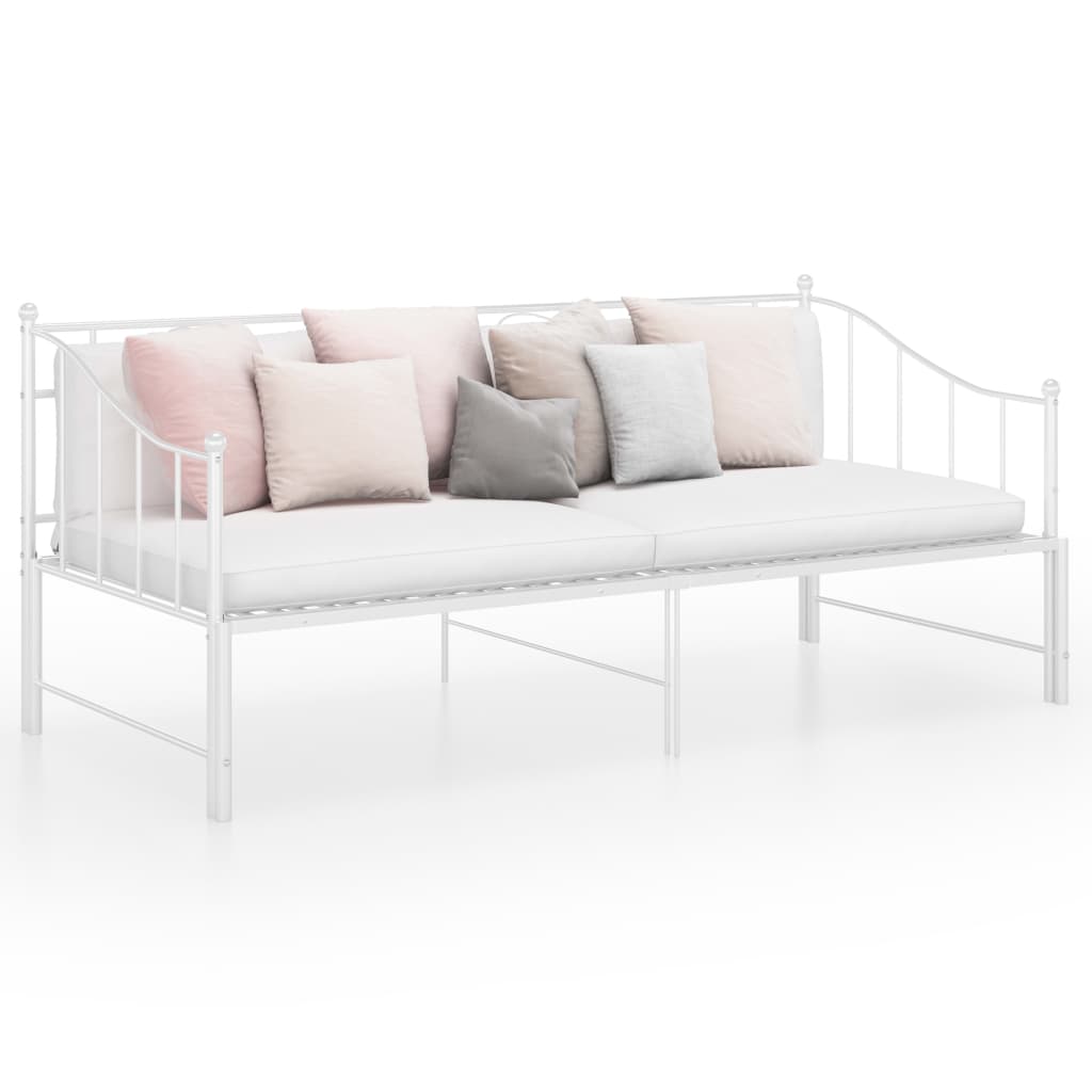 Pull-out Sofa Bed Frame White Metal 90x200 cm - Merkel Designers