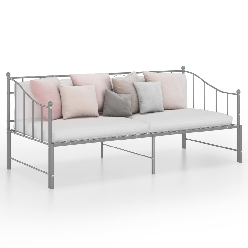 Pull-out Sofa Bed Frame Grey Metal 90x200 cm - Style and Chic