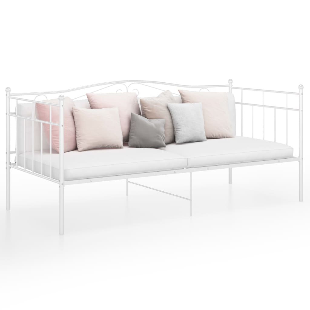 Sofa Bed Frame White Metal 90x200 cm - Unbeatable Bargains
