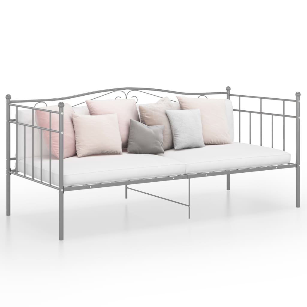 Sofa Bed Frame Grey Metal 90x200 cm - Decor Base