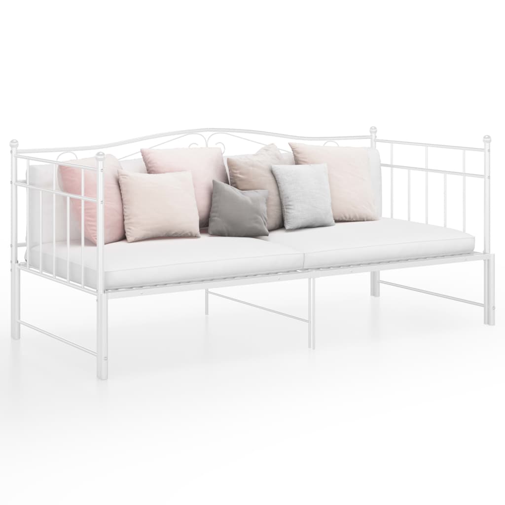 Pull-out Sofa Bed Frame White Metal 90x200 cm - Brittle & Co