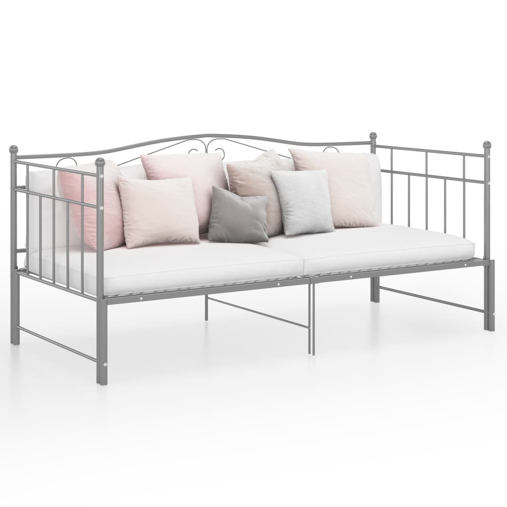 Pull-out Sofa Bed Frame Grey Metal 90x200 cm - Discount Dealers