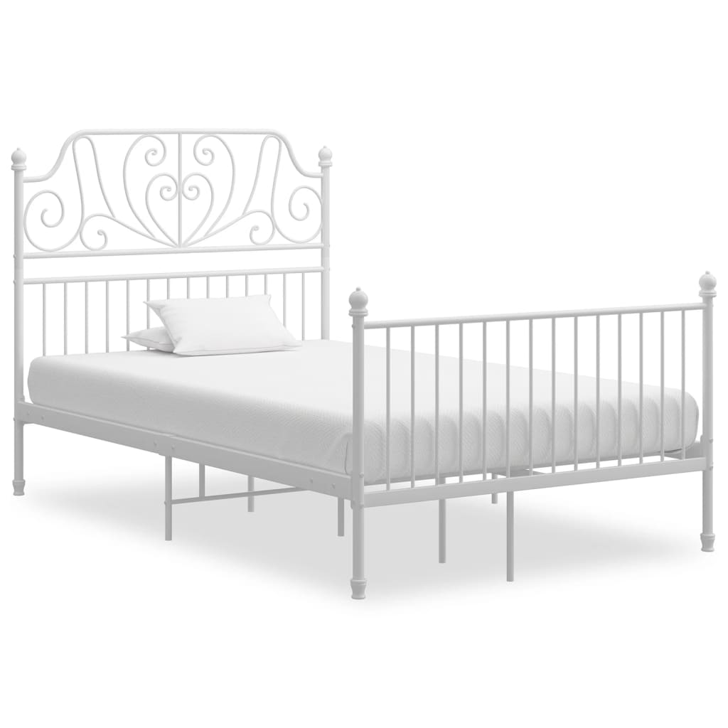 Bed Frame White Metal 120x200 cm - All Things Good