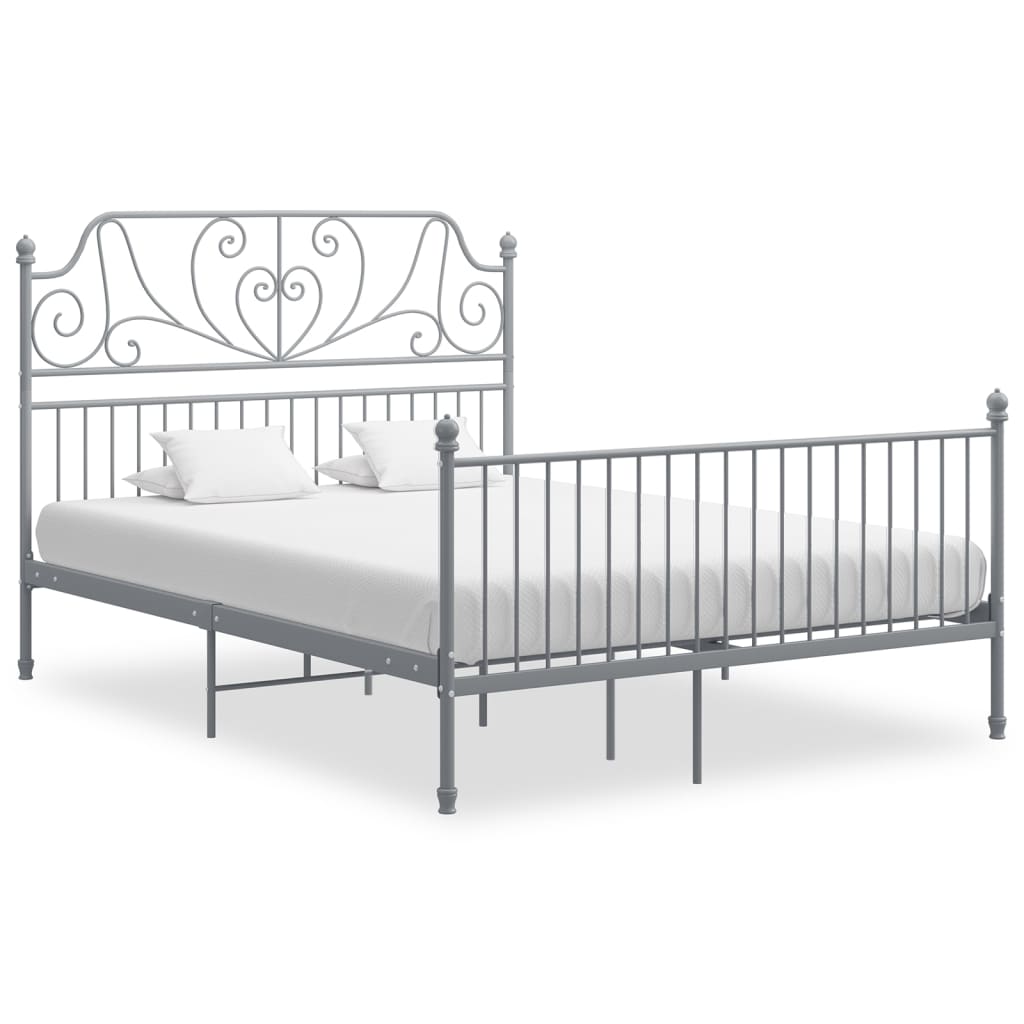 Bed Frame Grey Metal 140x200 cm - Merkel Designers