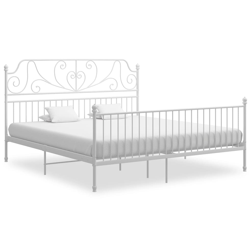 Bed Frame White Metal 180x200 cm Super King - Millennium Furniture