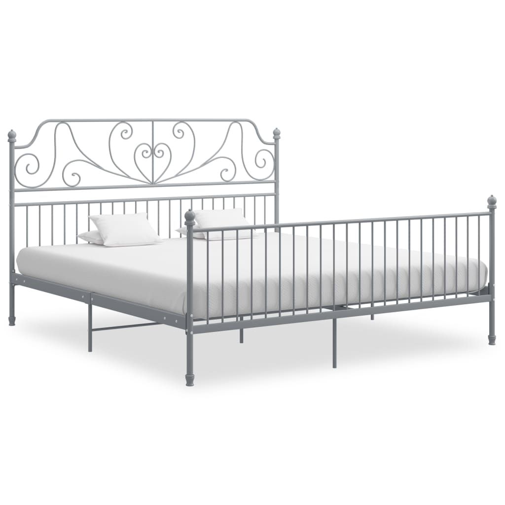 Bed Frame Grey Metal 180x200 cm Super King - Brittle & Co