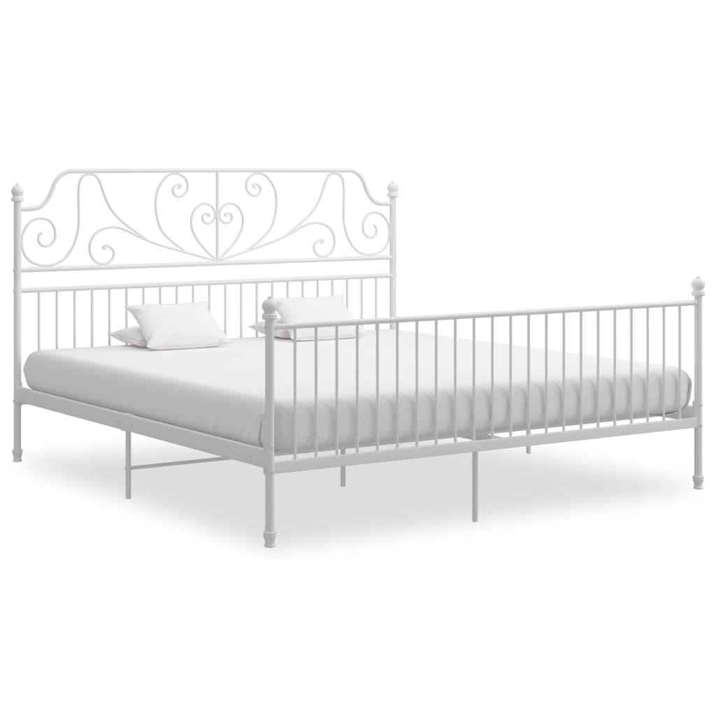 Bed Frame White Metal 200x200 cm - Millennium Furniture