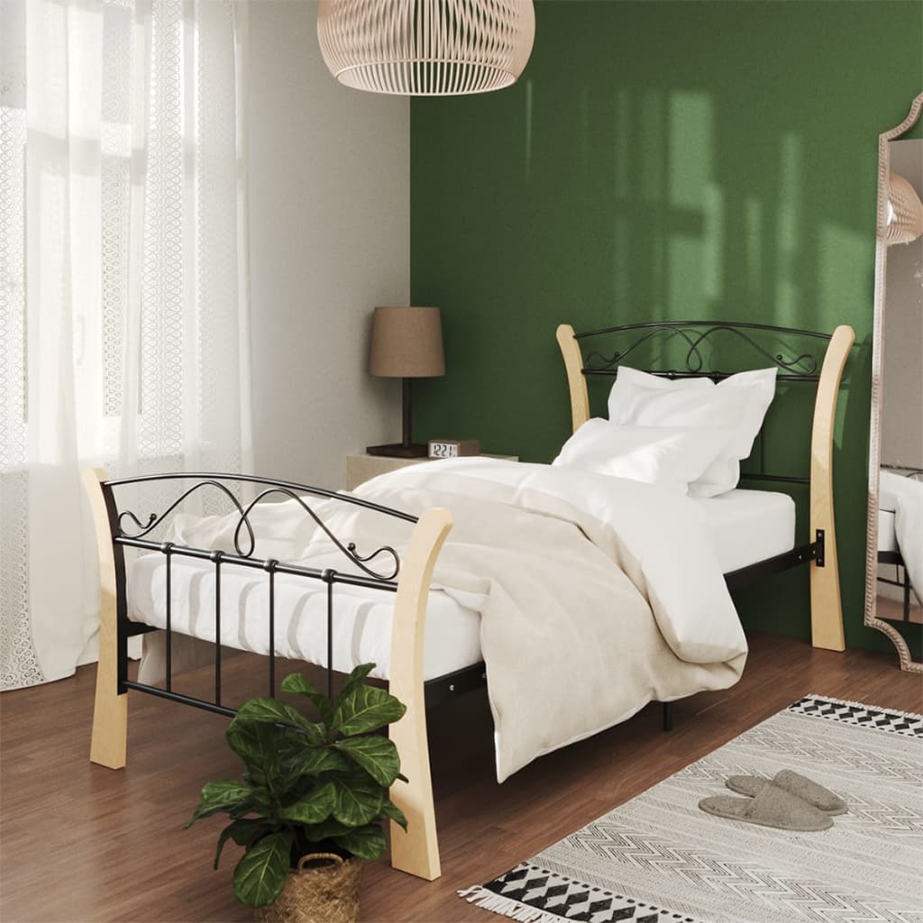Bed Frame Black Metal 90x200 cm - All Things Good