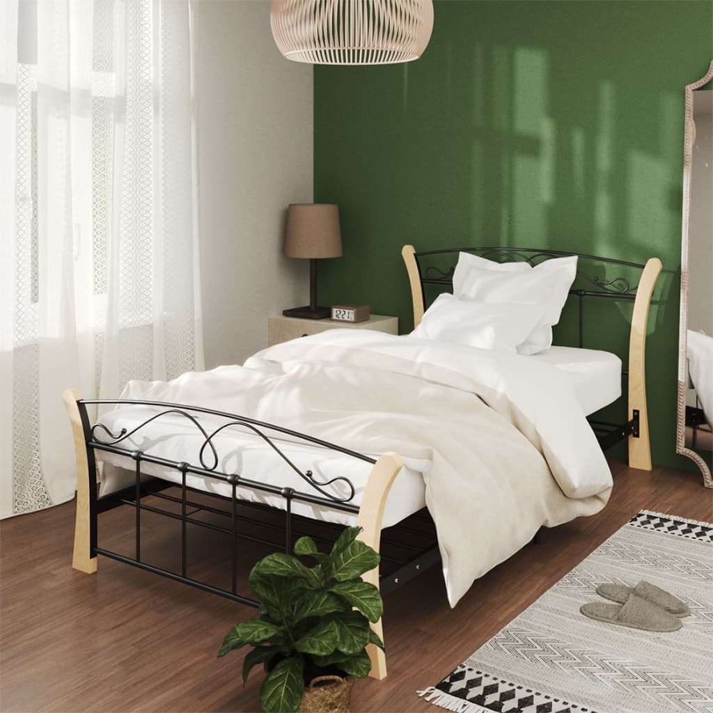 Bed Frame Black Metal 100x200 cm - Unbeatable Bargains