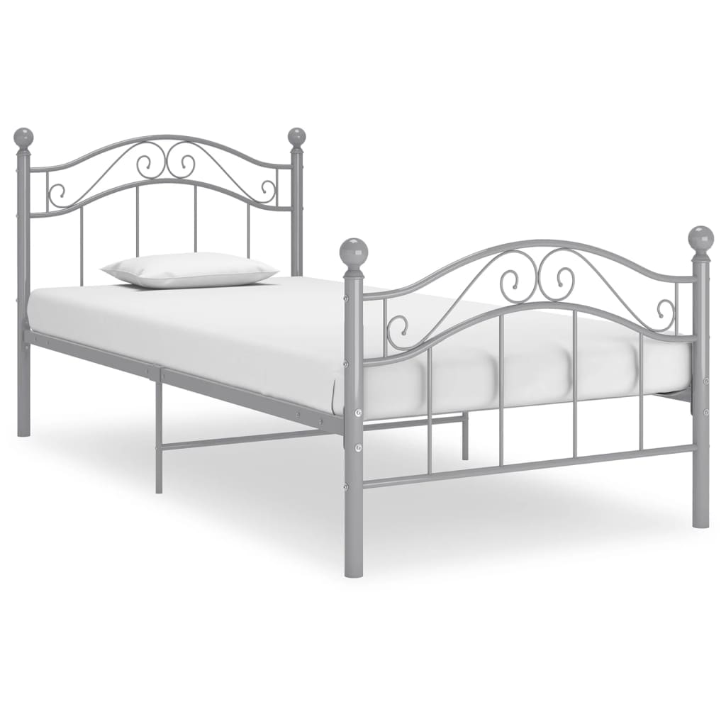 Bed Frame Grey Metal 100x200 cm - Casper Homes