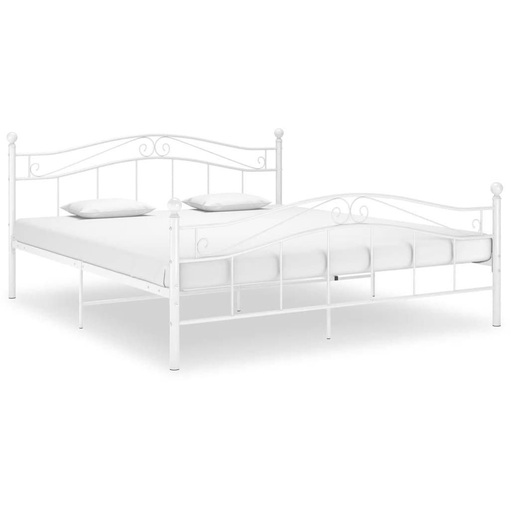 Bed Frame White Metal 140x200 cm - Style and Chic