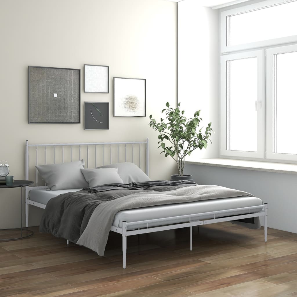 Bed Frame White Metal 180x200 cm Super King - Design Hut
