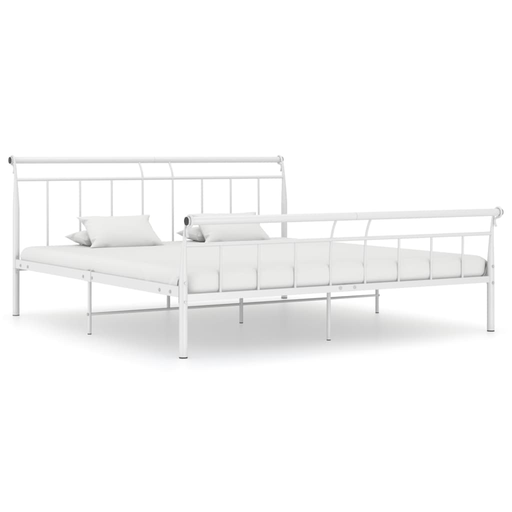 Bed Frame White Metal 160x200 cm - Tyrell & Tyrell
