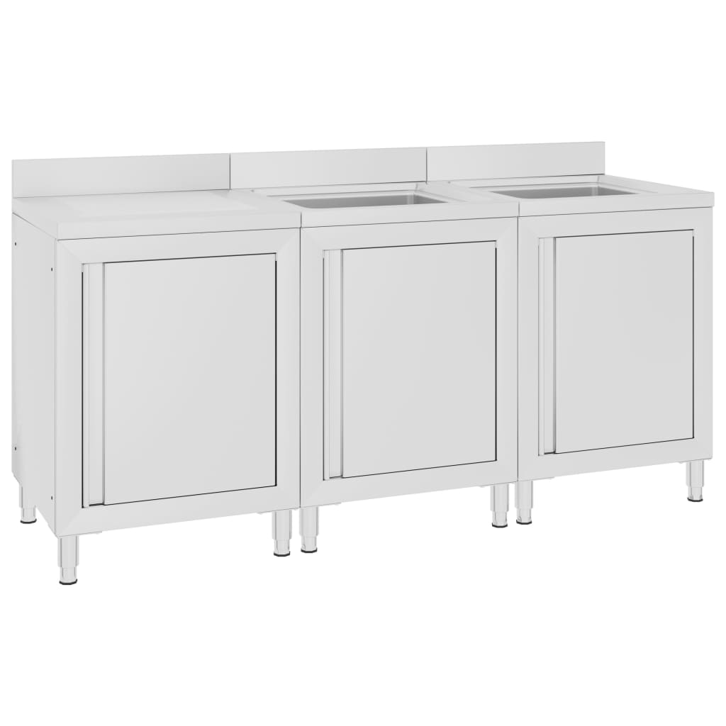 Commercial Kitchen Sink Cabinet 180x60x96 cm Stainless Steel - Tyrell & Tyrell