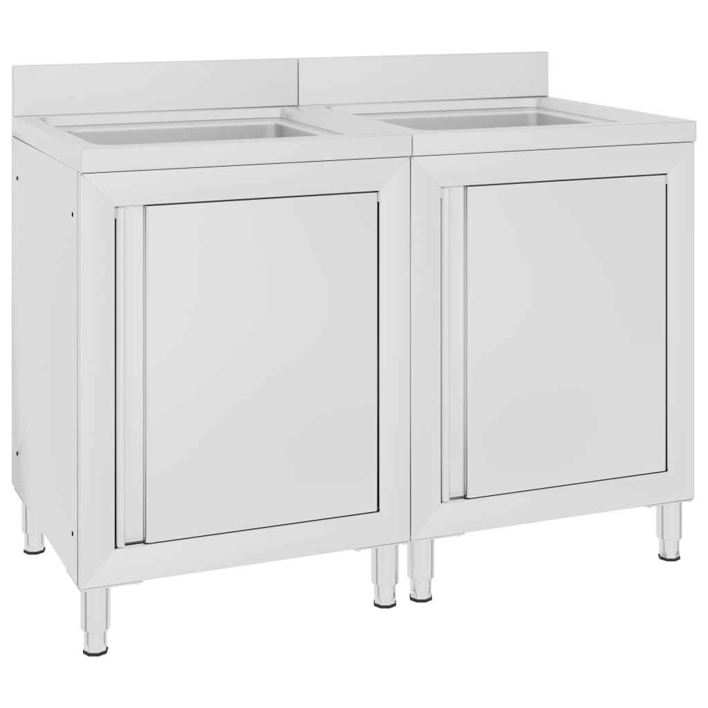 Commercial Kitchen Sink Cabinets 2 pcs Stainless Steel - The Home Maker