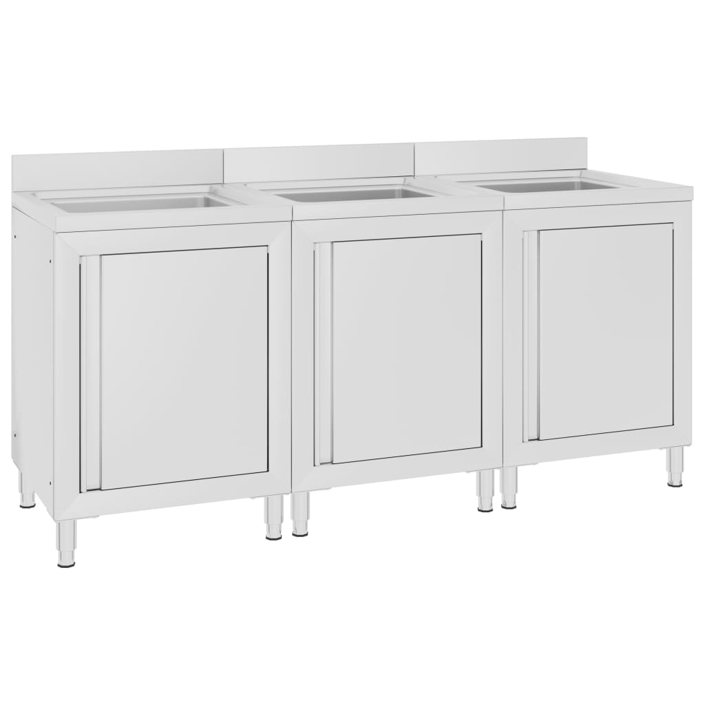 Commercial Kitchen Sink Cabinets 3 pcs Stainless Steel - Casper Homes