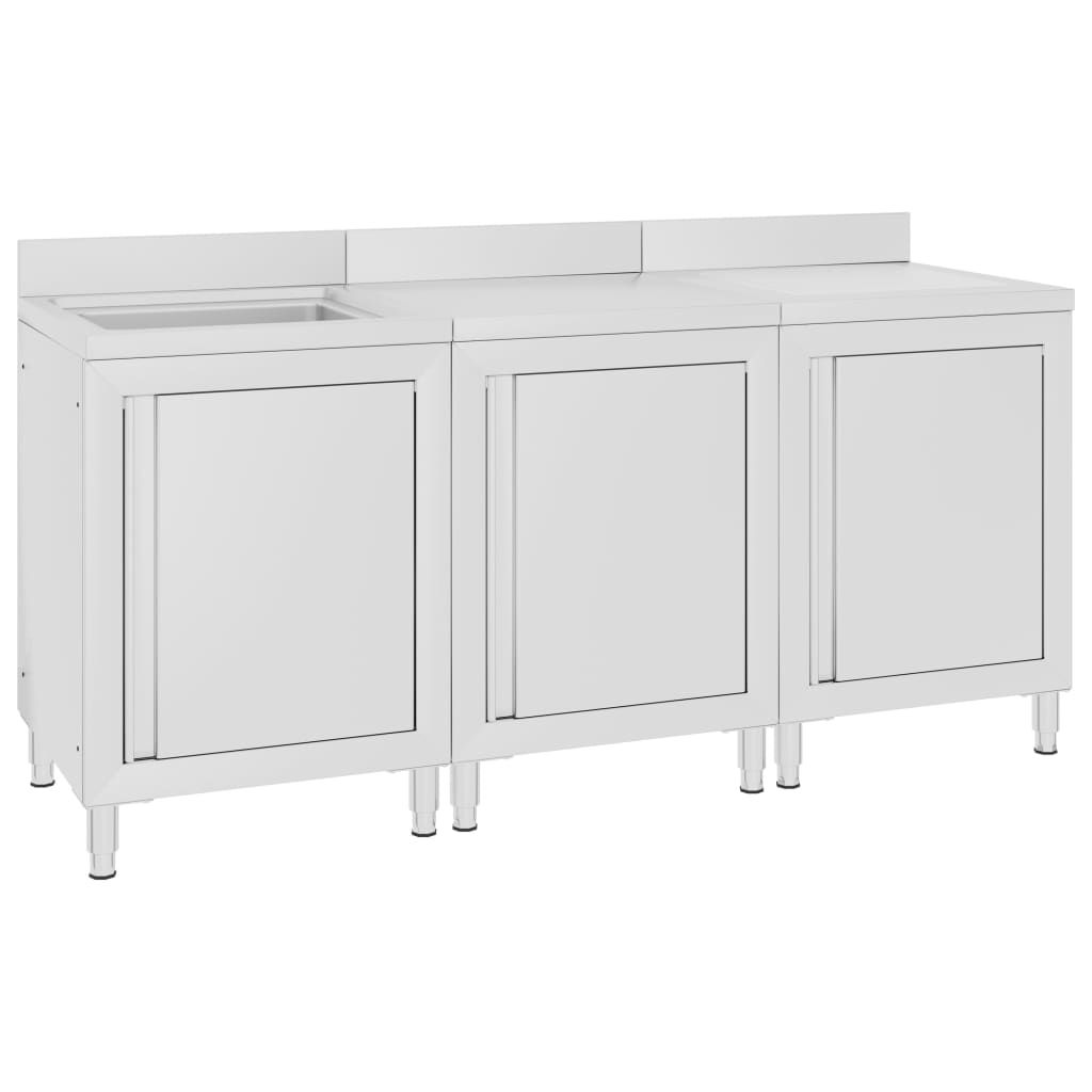 Commercial Kitchen Sink Cabinet 180x60x96 cm Stainless Steel - Tyrell & Tyrell
