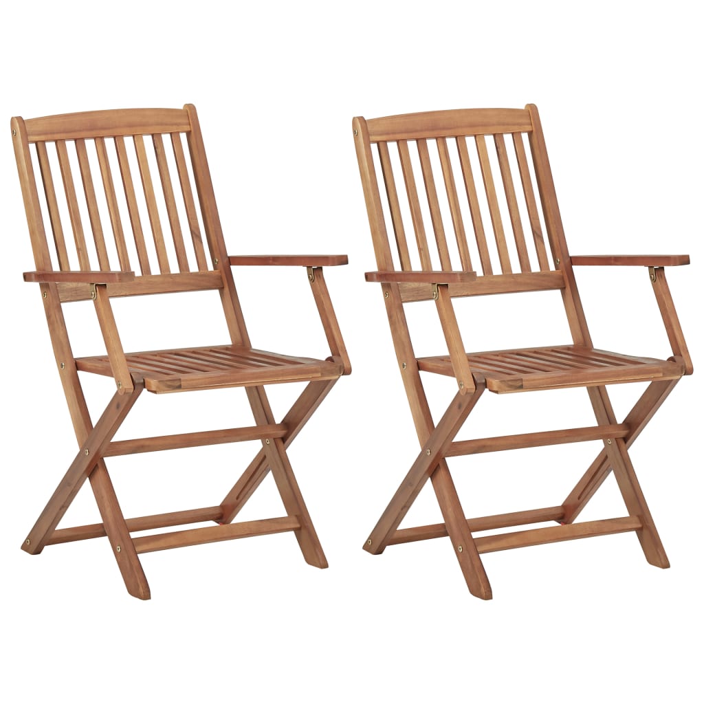 Folding Outdoor Chairs 2 pcs Solid Acacia Wood - Unbeatable Bargains