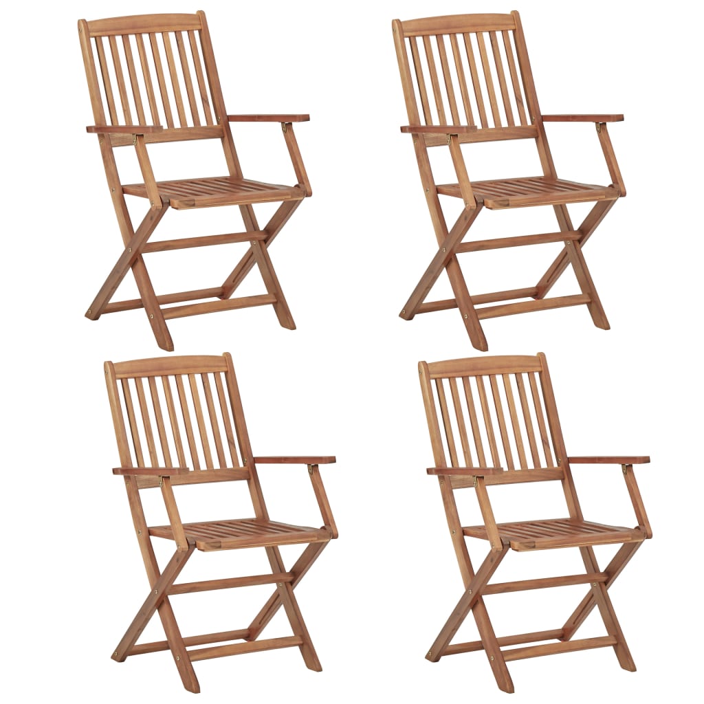 Folding Outdoor Chairs 4 pcs Solid Acacia Wood - Tyrell & Tyrell