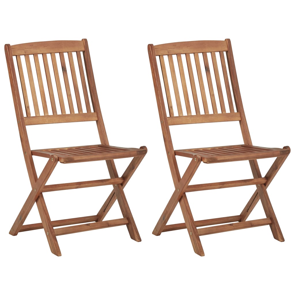 Folding Outdoor Chairs 2 pcs Solid Acacia Wood - Merlin Deals