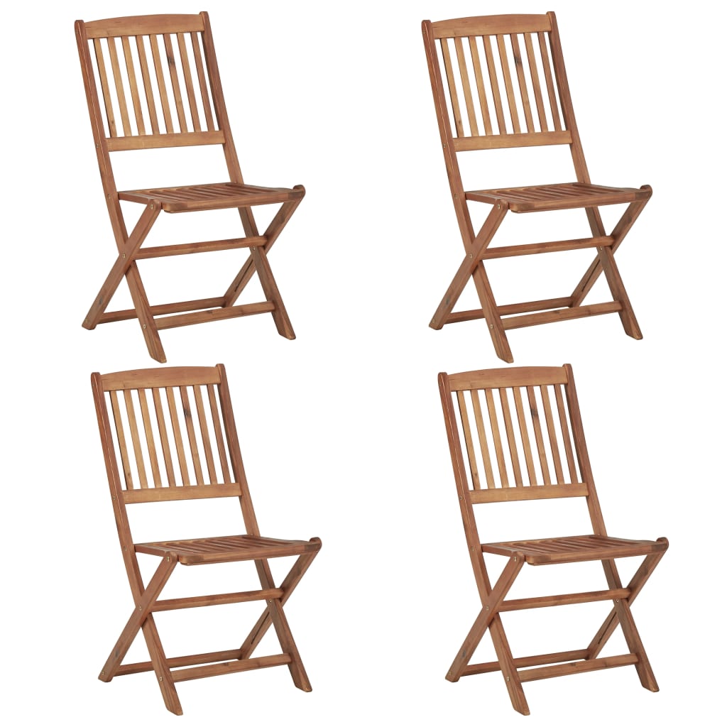 Folding Outdoor Chairs 4 pcs Solid Acacia Wood - All Things Good