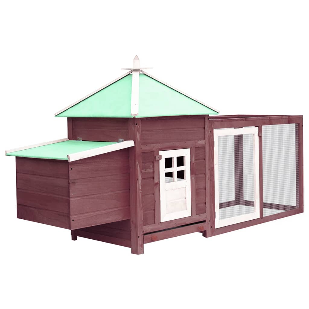 Chicken Coop with Nest Box Mocha 190x72x102 cm Solid Firwood - The Home Maker