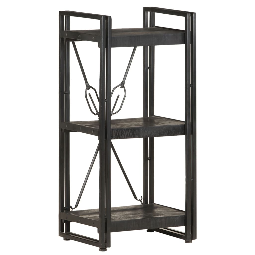 3-Tier Bookcase Black 40x30x80 cm Solid Mango Wood - Design Hut