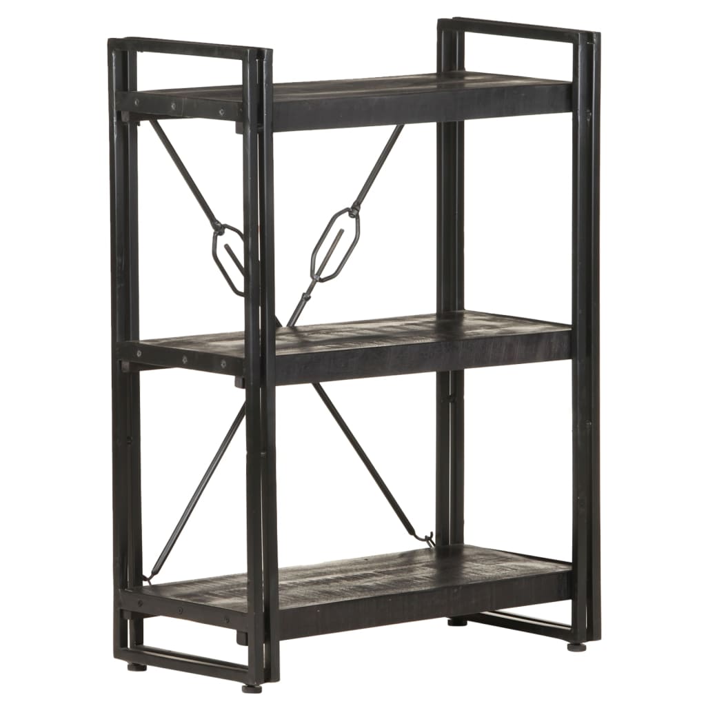 3-Tier Bookcase Black 60x30x80 cm Solid Mango Wood - Unbeatable Bargains